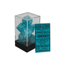 Cirrus Aqua / Silver 7 Dice Set - CHX27465